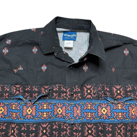 Vintage WRANGLER Snap Button Long Sleeve Shirt Size XL - Picture 3 of 6